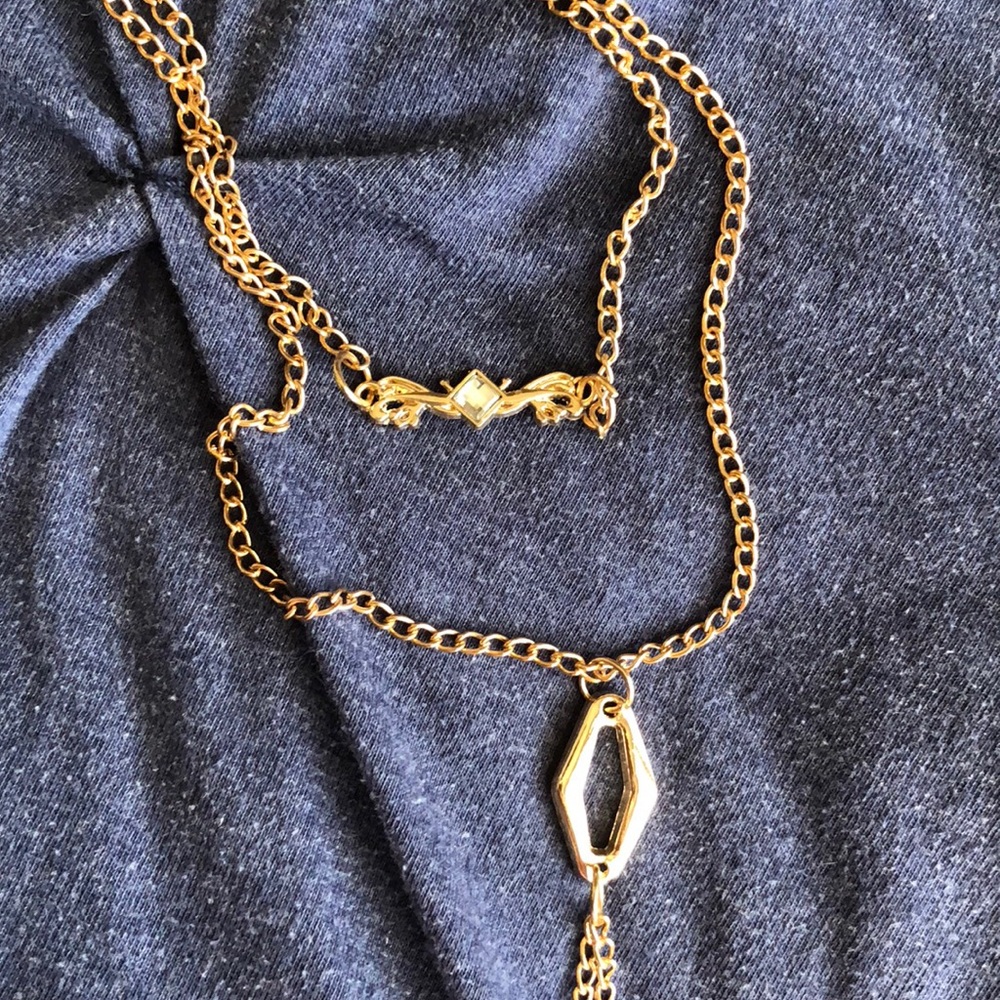 Long gold necklace